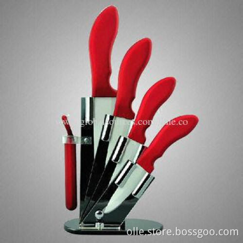 4pcs Ceramic Knife Set with Red Handle